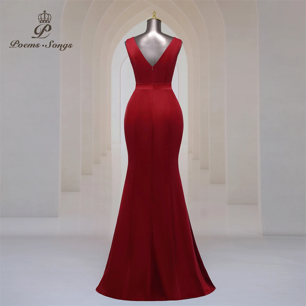 New dress Deep V neck soft satin evening dresses for women party dresses Bridesmaid dress formal dress prom dresses