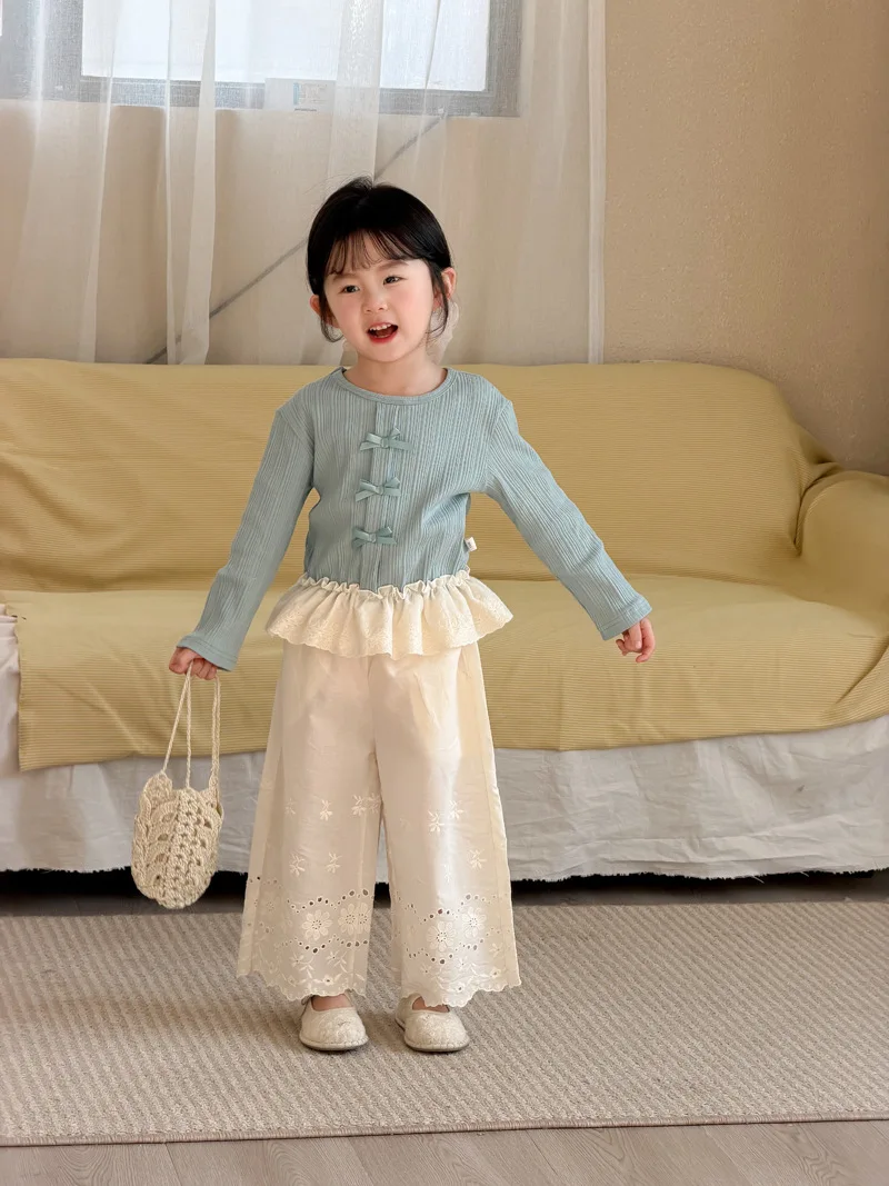 New Spring Girls Undershirt 1-7T Thin Korean Baby Bottoming Shirt Sweet Lace Bow Kids Base Layer Children T-shirt