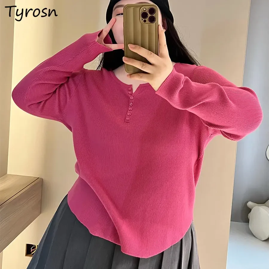 

5 Colors Pullovers L-4XL Solid All-match Long Sleeve Sweaters Minimalist Basic Cozy Casual Spring Clothing Korean Fashion Style
