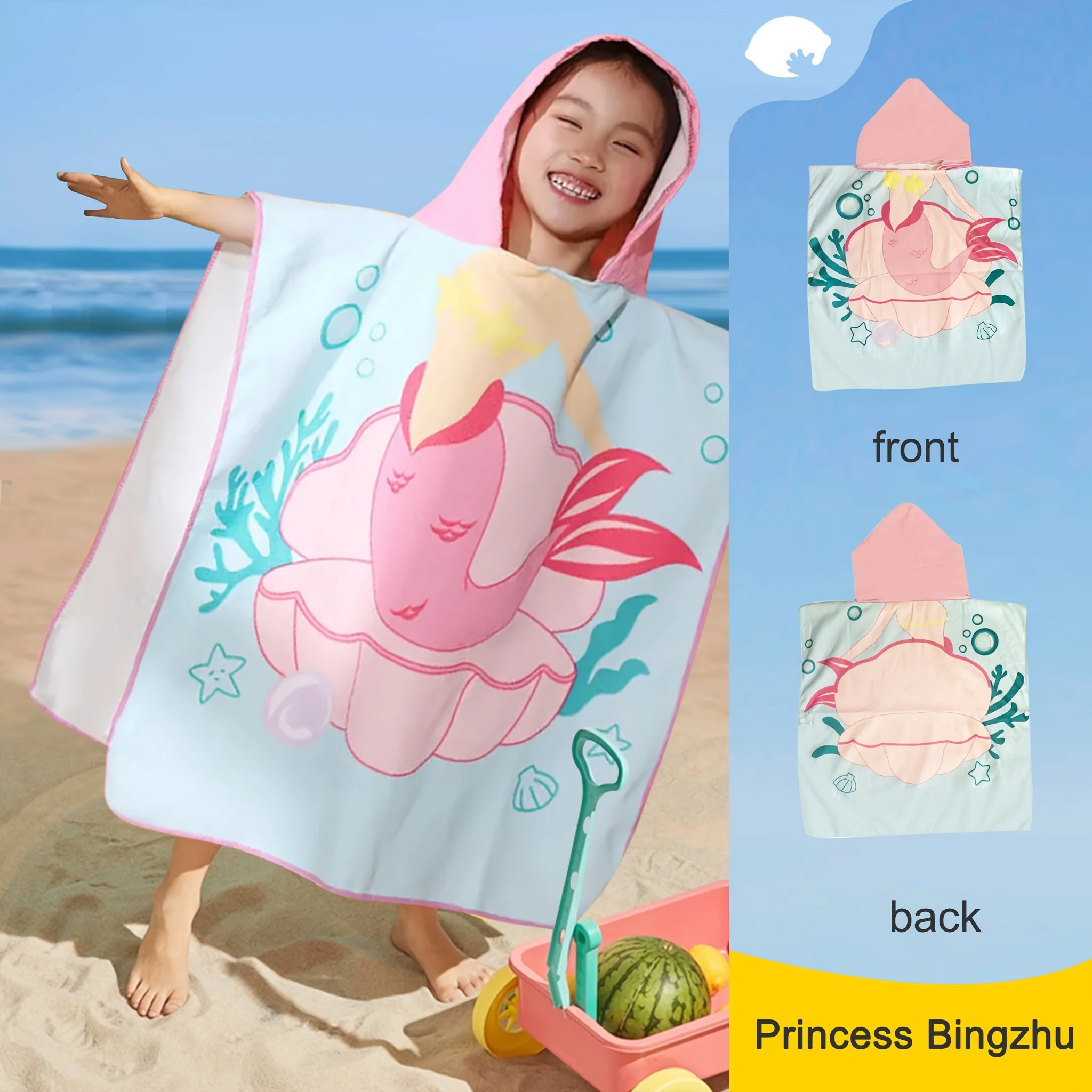 Three styles Cartoon Printed Bathrobe Soft Super Absorbent Suit For Beach Pool Seaside Camping For Aged 2 to 9 Boy or Girl