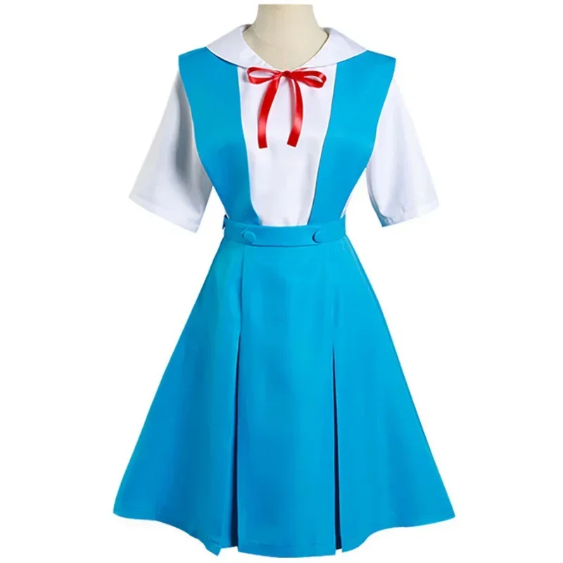 Rei Ayanami Cosplay Costume Asuka Langley Soryu Cosplay Girl Women School Uniform Dresses Wig Hair Clips Halloween Loli Clothing