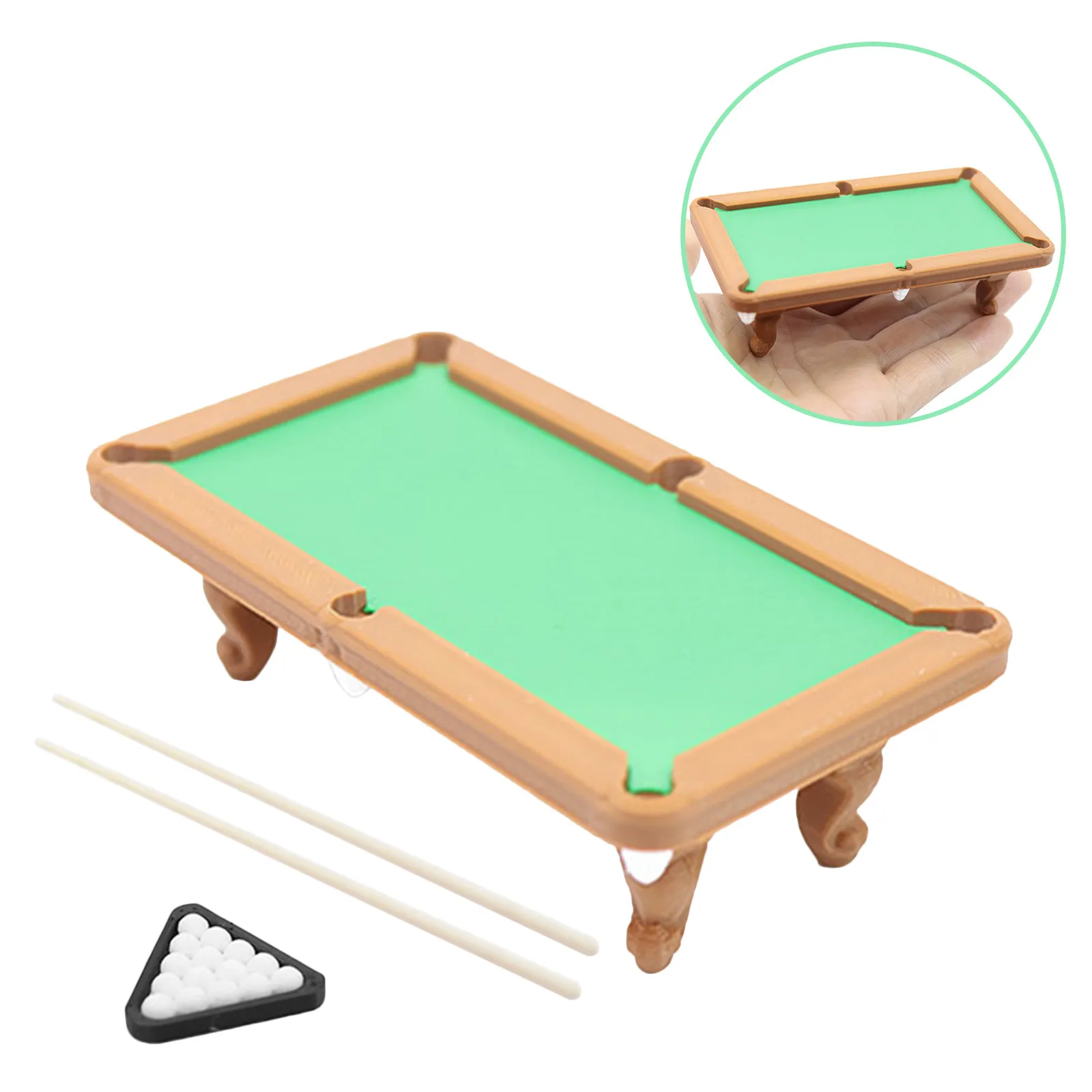 

1Set Miniature Pool Table 1:12 Scale Snooker Cue Set High Simulation Dollhouse Game Room Accessory Mini Billiards Table DIY