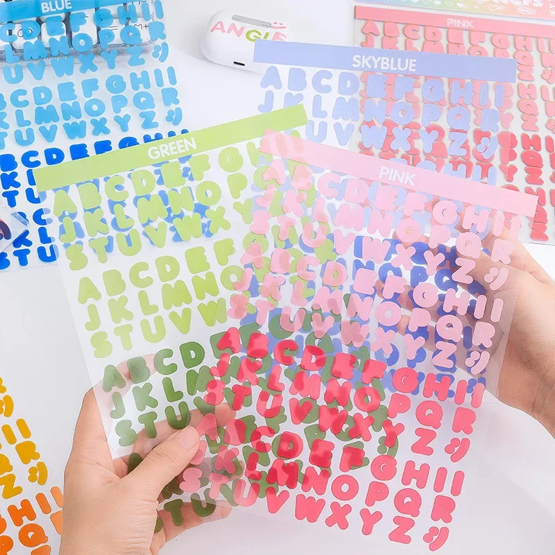 Vibrant Letters Waterproof Stickers PET Cute Handbook Stickers English Handbook Scrapbook Material Painting Creative Stickers