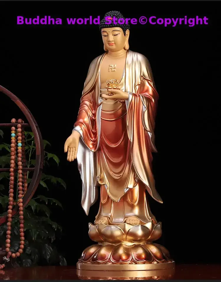 3P High grade XI FANG SAN SHENG Buddha statue Amitabha Guanyin Mahasthamaprapta Gods HOME shrine Efficacious protection Large