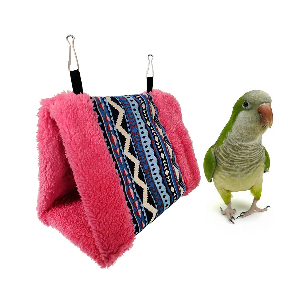 

Large Size Canvas Parrot Hammock Durable Plush Bird Nest Warm Hanging Bed Pet Cage Nests Products Winter Comfortable Triangle