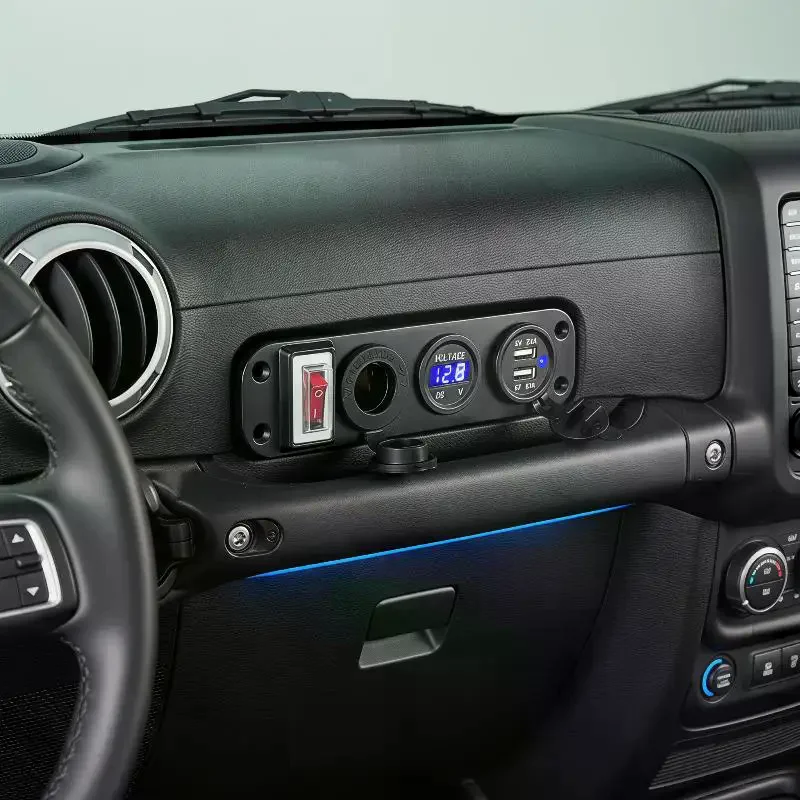 Power Up Devices Anywhere! Waterproof Car USB Socket Panel With Dual Charger & Voltmeter, Perfect For Marine & RVs