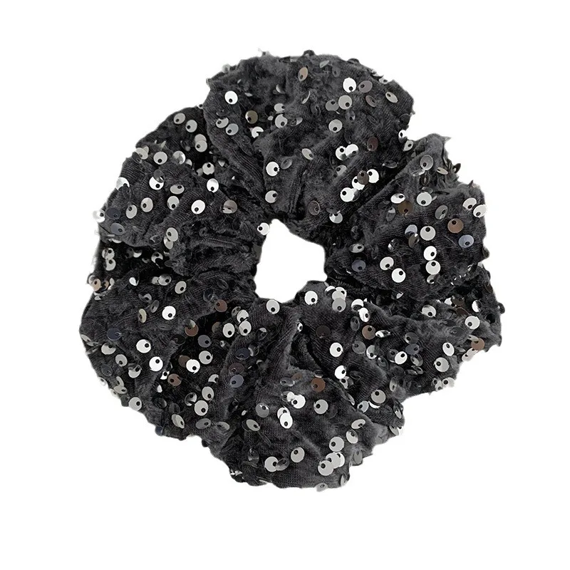 Shiny Sequins Broken Crystal Hair Accessories Elastic Hair Band Hair Ring 2023 New Party Black Grey Sequins Scrunchies Headbands