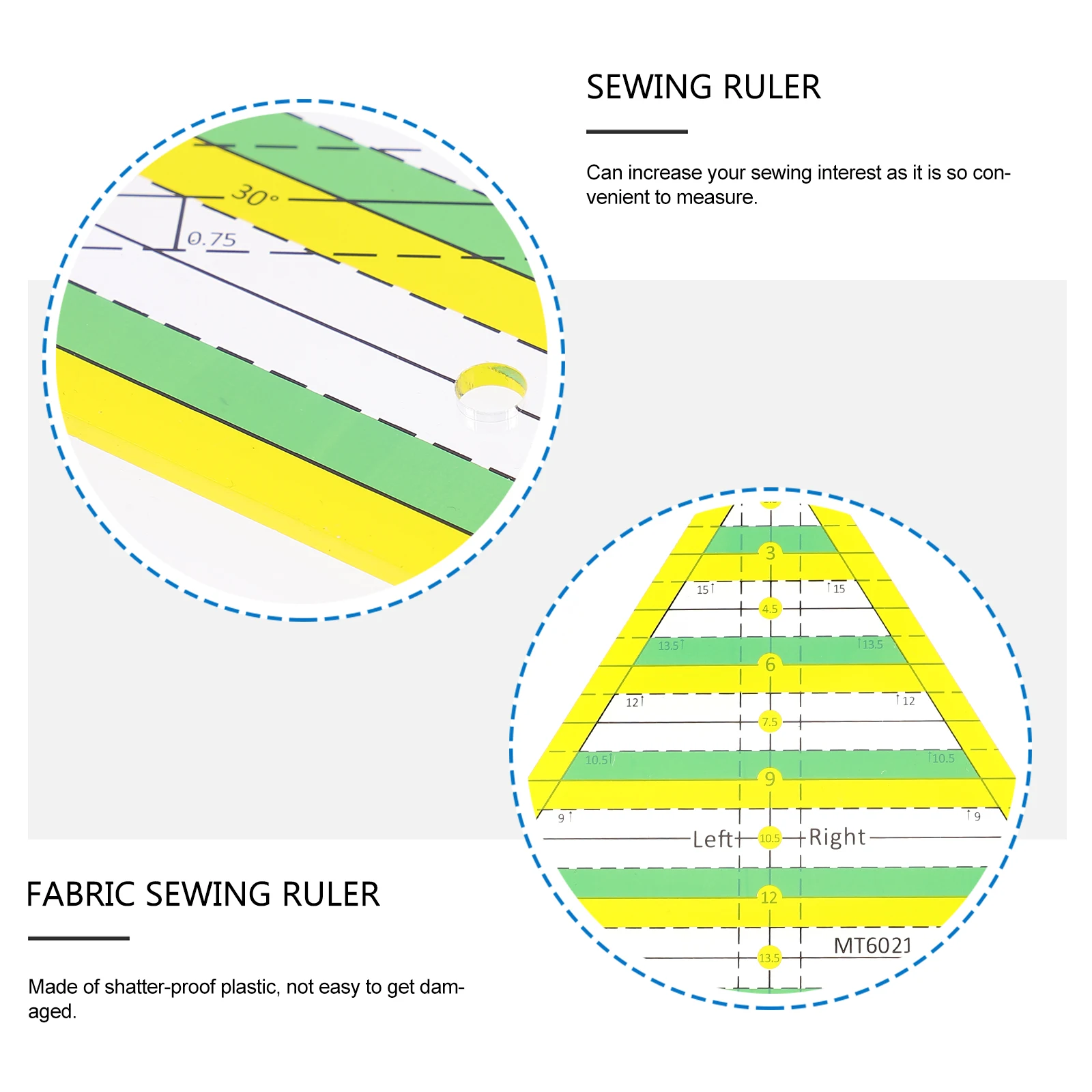 

Plastic Sewing Ruler Clear Display Measuring Tool for Quilts Fabric Craft Patchwork Practical Assistant Multifunctional Ruler