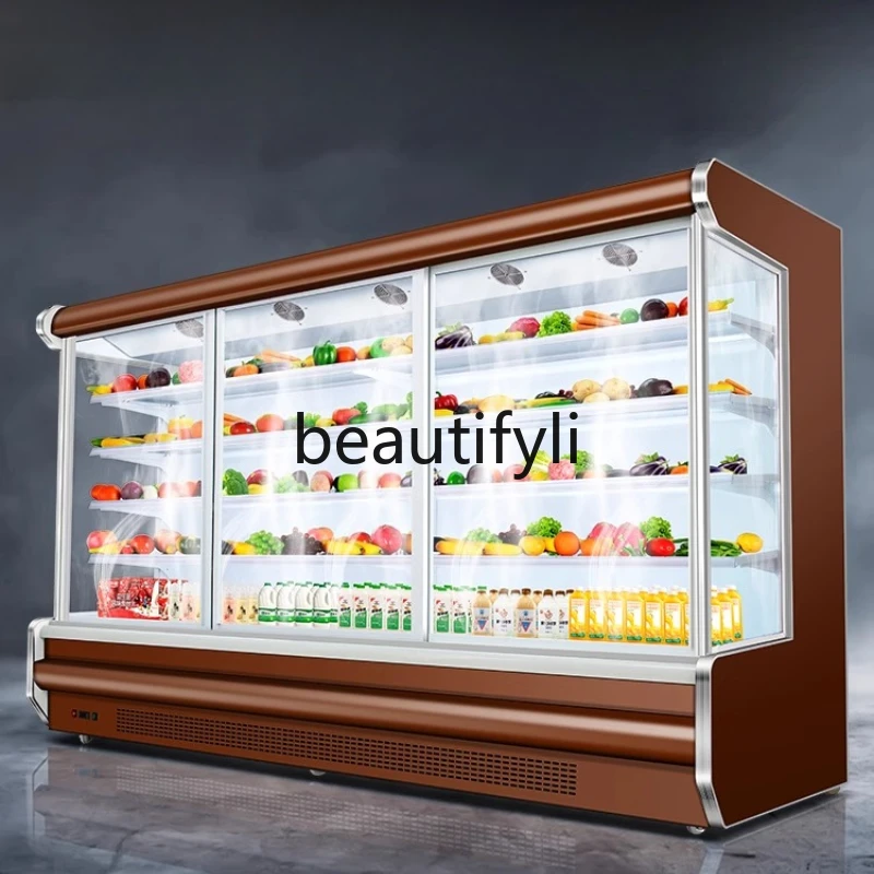 

Wind Curtain Fruit Fresh-keeping Cabinet Commercial Vertical Refrigerated Display Cabinet Air-cooled Beverage Freezer