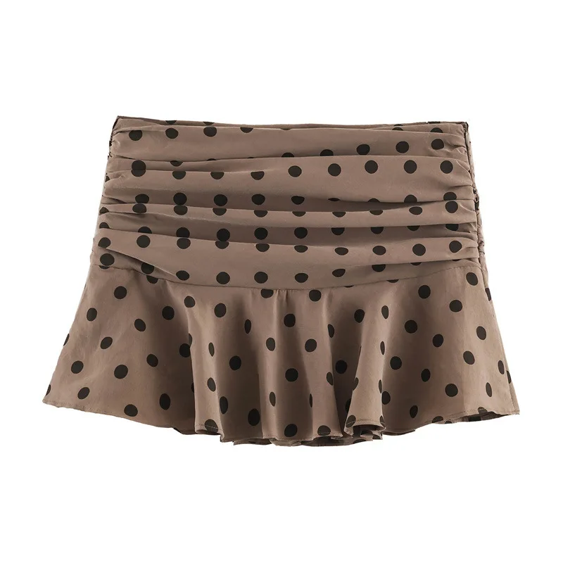 Sexy  Polka Dot Print Layered Drapey Skirt Short Women's Fashion Spring Autumn Polyester Fabric A-Line Skirt Midi Skirt