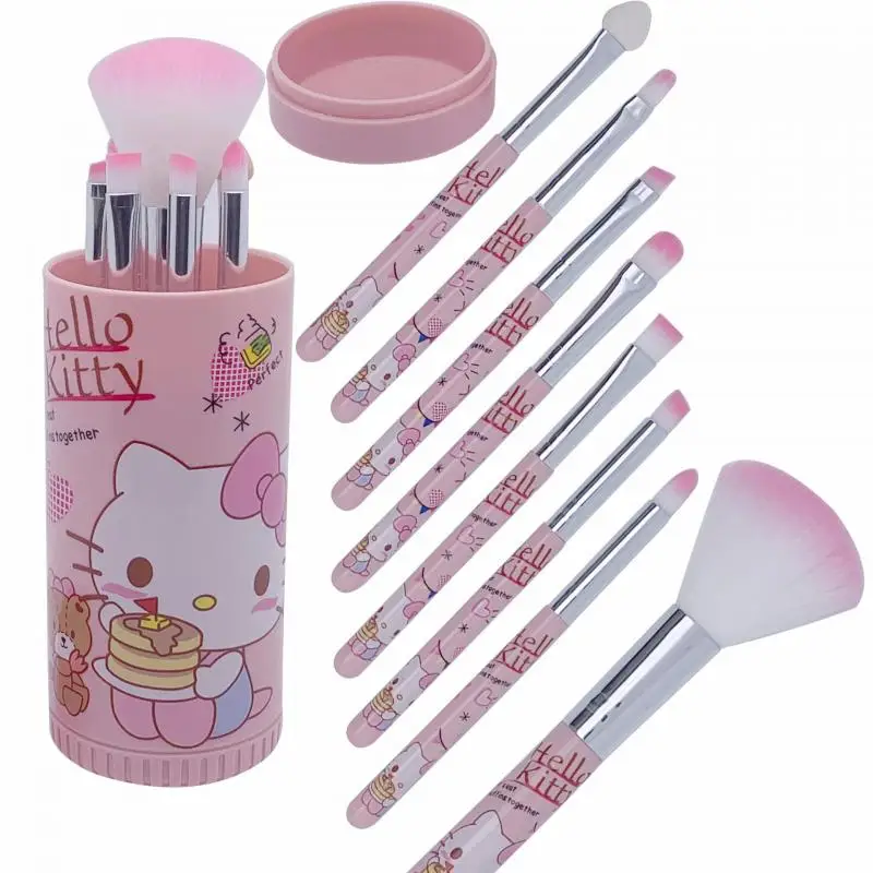 Gift Box Makeup Brush Set HelloKitty K2Y Anime Lip Eyeshadow Brush Kawaii Cartoon Jewelry Blush Eyebrow Brush Beauty Gift for Gi