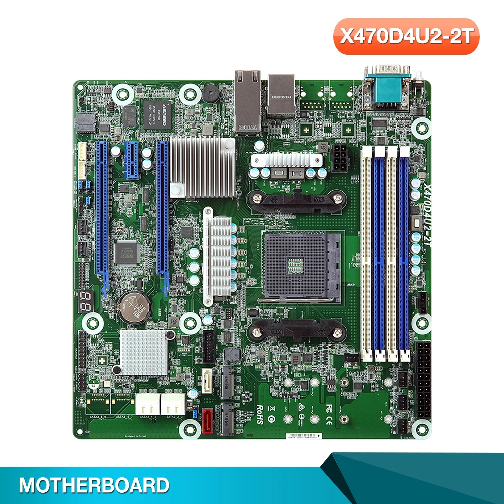 Server Motherboard X470D4U2-2T For ASRock Rack AM4 PGA1331 IPMI DDR4 Support Ryzen2/3