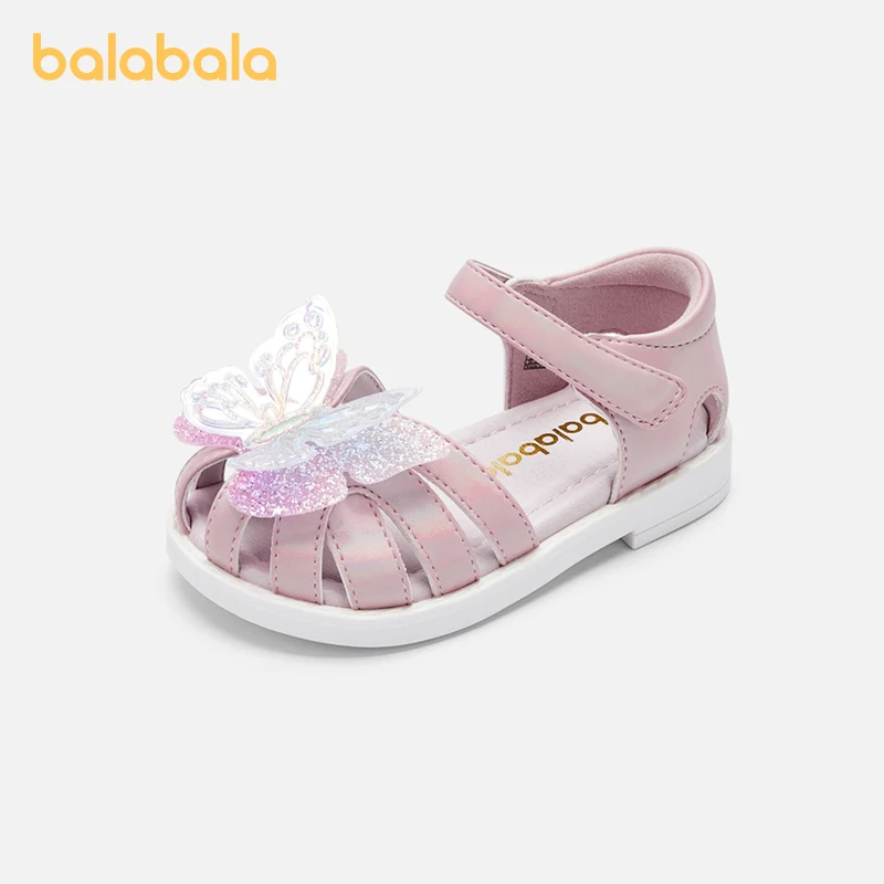 Balabala Shoes Girls Princess Sandals Soft Sole 2024 Summer New Shoes Comfortable and Sweet Trendy Shoes for Babies