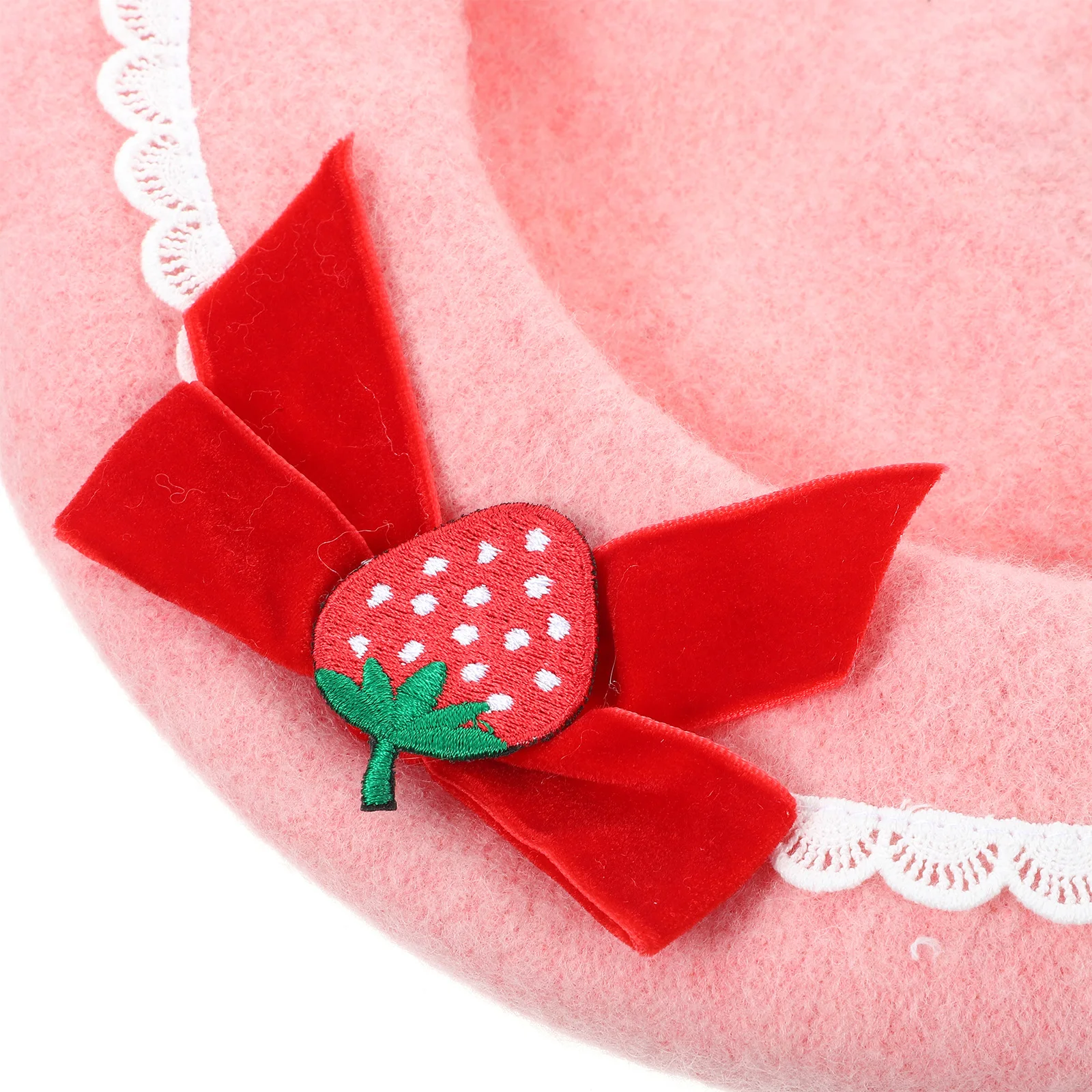 

1pc Bow Beret for Women Pink M 56 58cm Fashion Hat Outdoor Warm Female Berets Christmas Party Accessories
