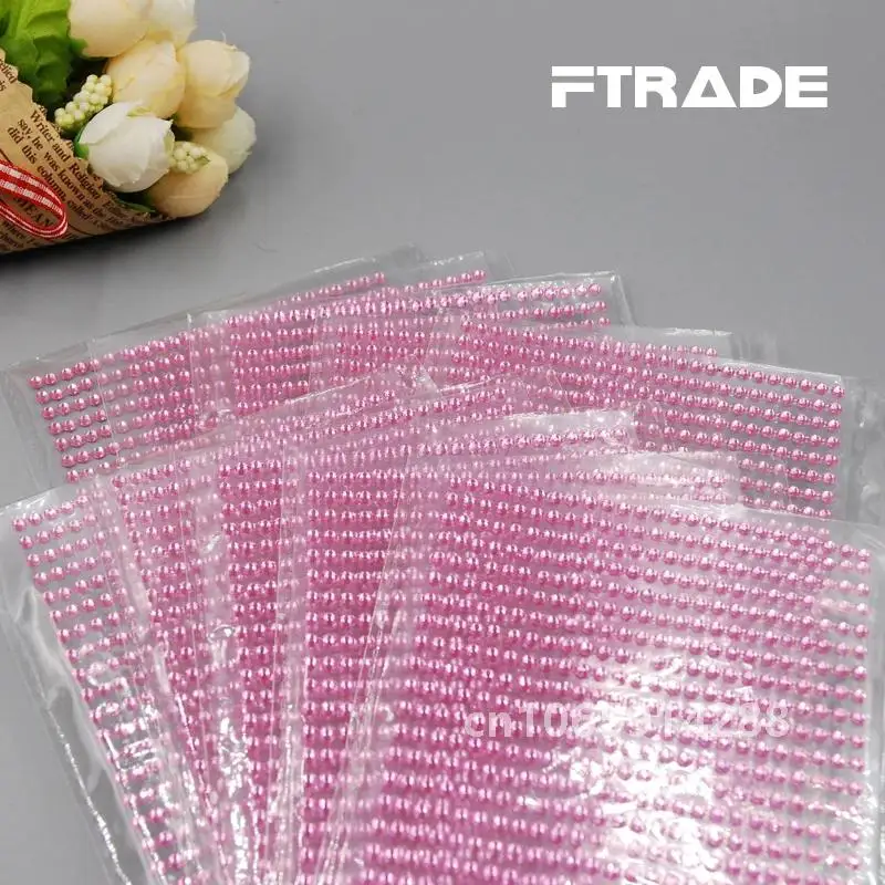 Self Adhesive 3D Stickers for Scrapbooking, DIY Decal, Crystal Diamond Bling, Acrylic, Pink Color, 3mm, 750Pcs, Set