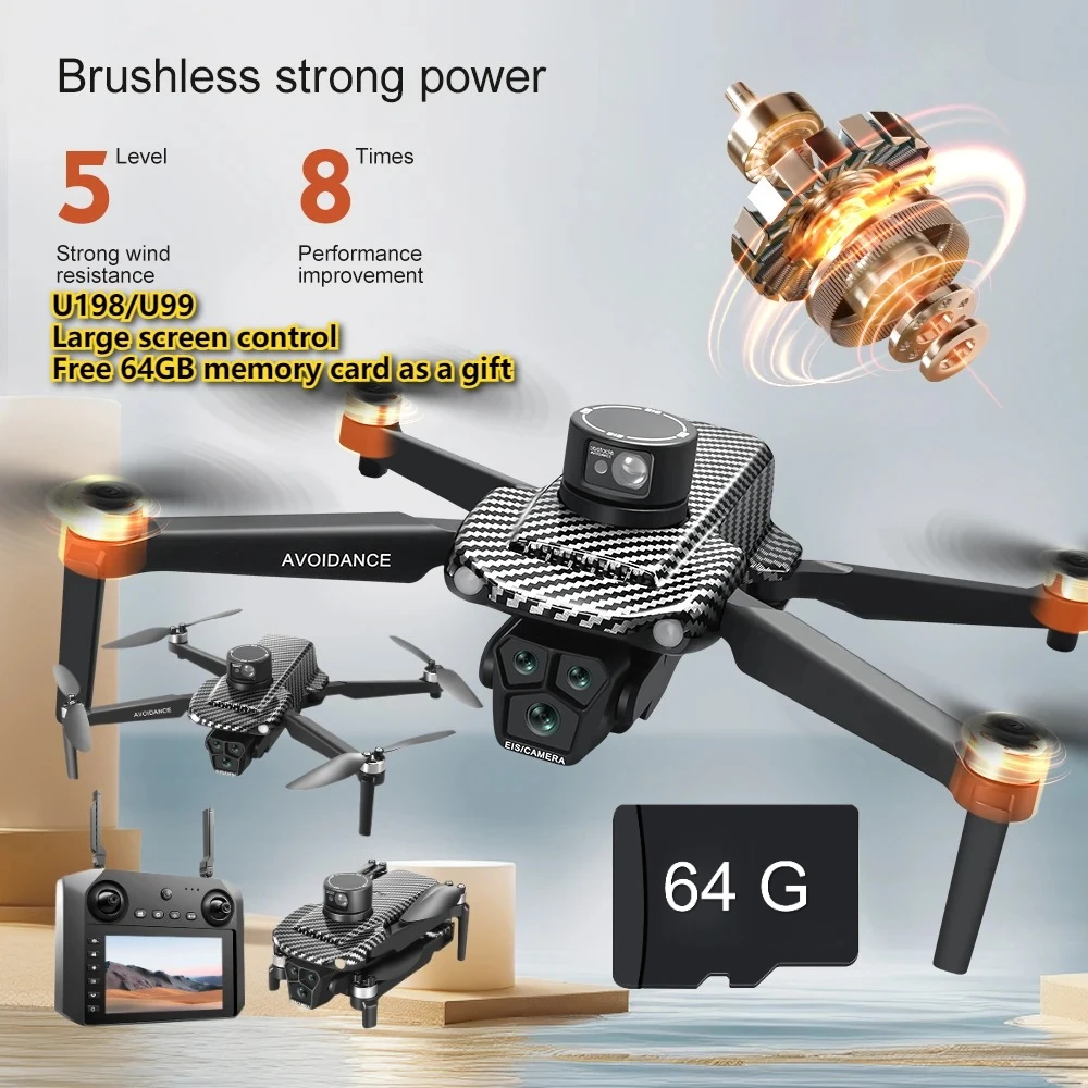 

U198/U99 4.5-inch screen controlled drone GPS positioning dual camera brushless motor aircraft laser obstacle avoidance remote
