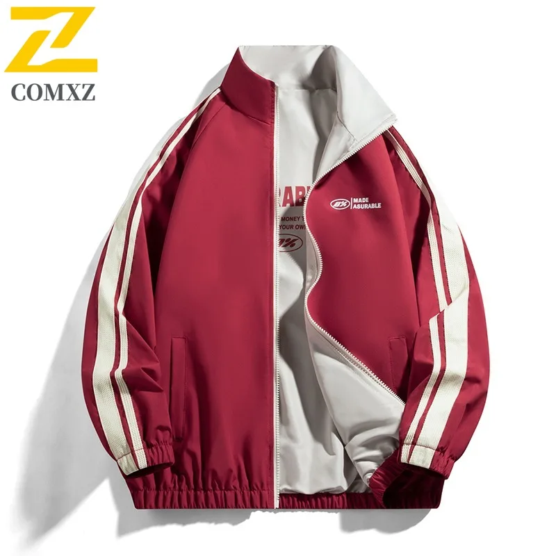 

COMXZ 2025 мужские куртки двусторонние ветрозащитные уличные беговые дорожные консервативные красивые велосипедные куртки осеннее модное легкое пальто