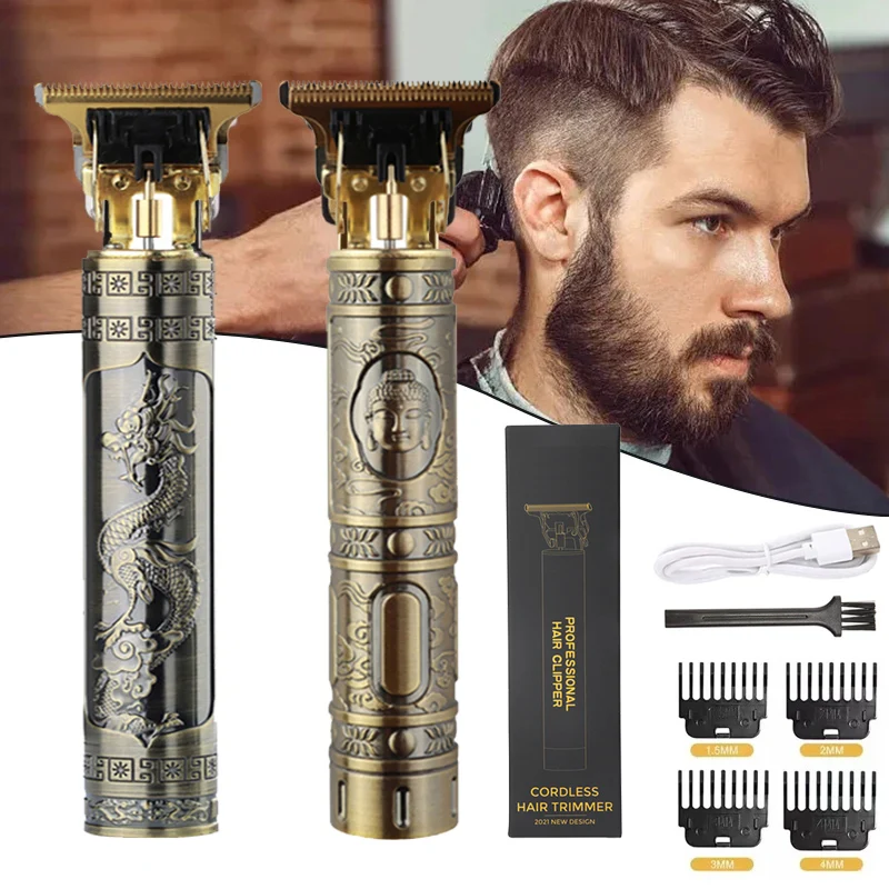 Vintage t9 Hair Trimmer Machine Cordless Hair Cutter Finishing Machine Beard Clipper Hair for Men Rechargeable Electric Shaver