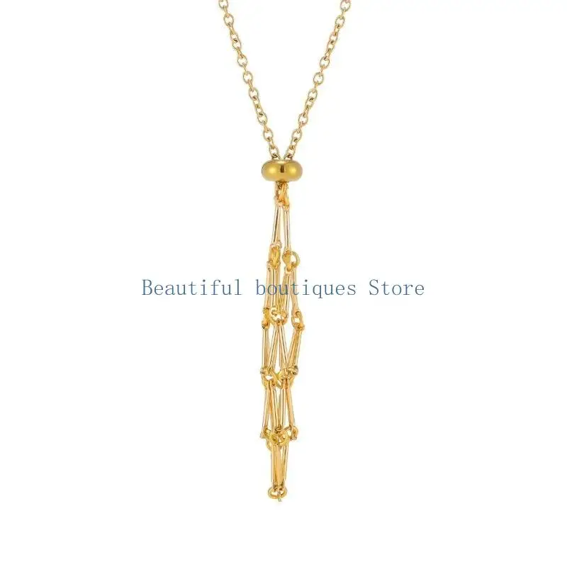

U4LF Adjustable Chain Mesh Pendant Necklace Empty Cage Crystal Stone Holder Necklace