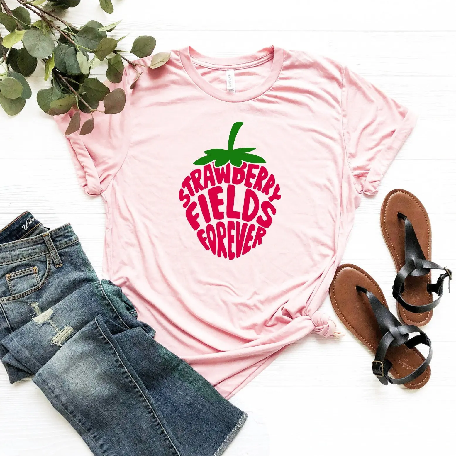 Strawberry Fields Forever T Shirt Classic Rock Retro Style Music Lover Hippie 70'S Lennon