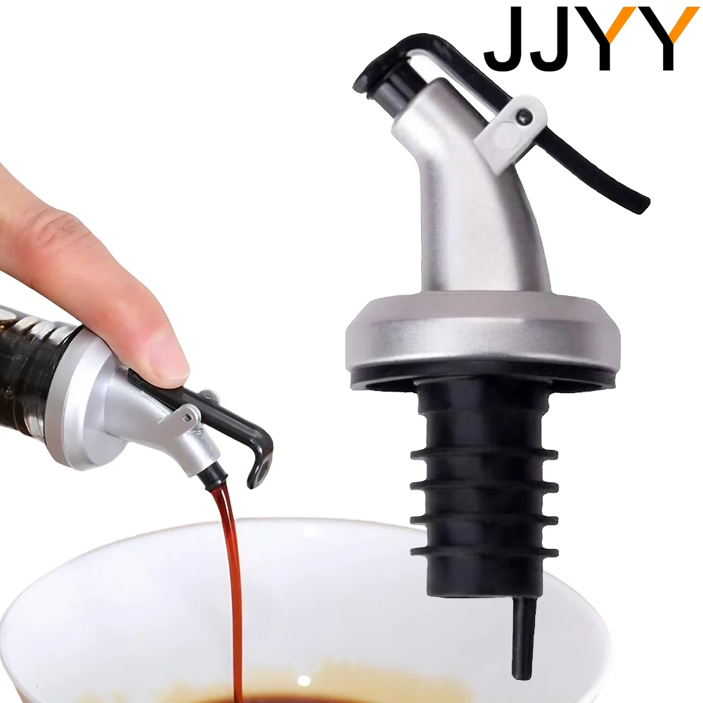 JJYY Stainless Steel Press Leak Proof Oil Controlled Spout Wine Dispenser Wine Pourer Flip Top Stopper Kitchen Tools