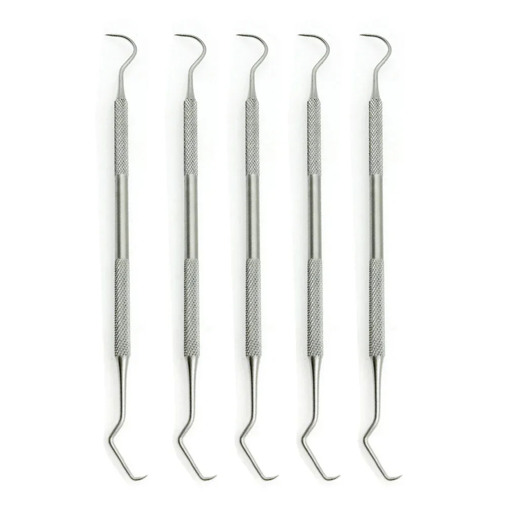5 sztuk podwójny haczyk ząb Dental Explorer sonda narzędzie dentystyczne narzędzie dentystyczne ze stali nierdzewnej czyste zęby higiena Explorer hak sondy