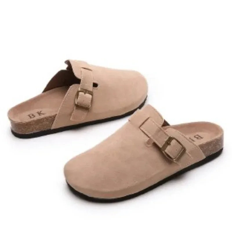 Zuecos Boston de gamuza para mujer, sandalias de plantilla de corcho con soporte de arco, sandalias de playa para amantes del aire libre, moda