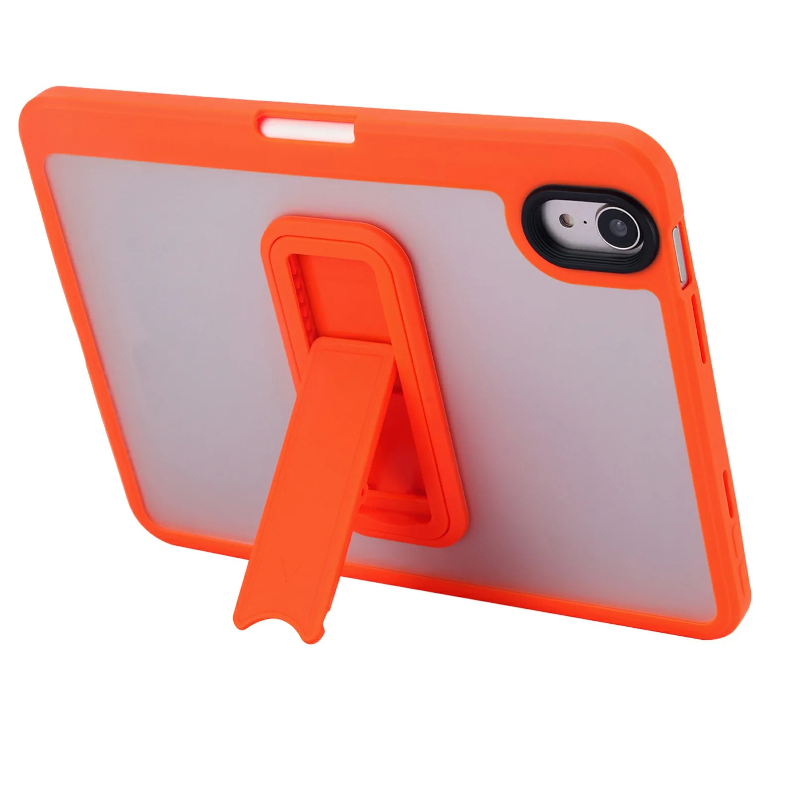 For iPad mini (2024) / (2021) Case Pencil Slot Kickstand Acrylic + Silicone Tablet Cover - Orange
