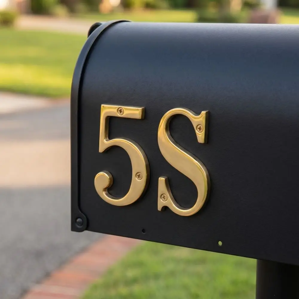 

Solid Brass Brass House Number 10mm Size 4 Inch Outdoor House Number Modern Weatherproof Metal Address Sign Door Decoration