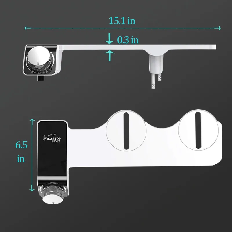 Ultra-Slim Toilet Bidet Attachment Cold Water Sprayer Dual Nozzles Non-Electric Bathroom Self Cleaning Bidet Accessories Sprayer