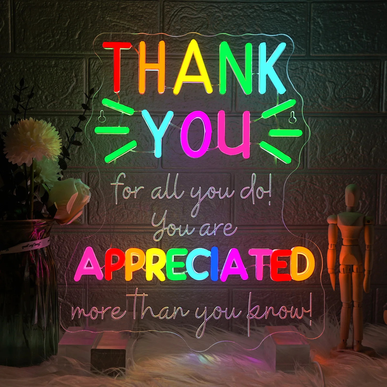 

Thank You Appreciated Neon Sign Dimmable for classroom Wall Decor for living room bedroom office teacher's day kids gift Decor