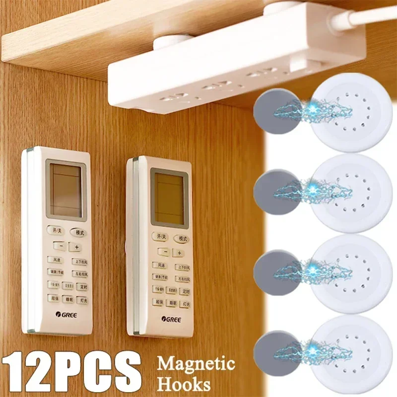 

2/12Pcs Magnetic Hooks Wall Mounted Remote Controller Strong Magnet Holder Anti-Lost Storage Fridge Sticker Home Organizer Hook