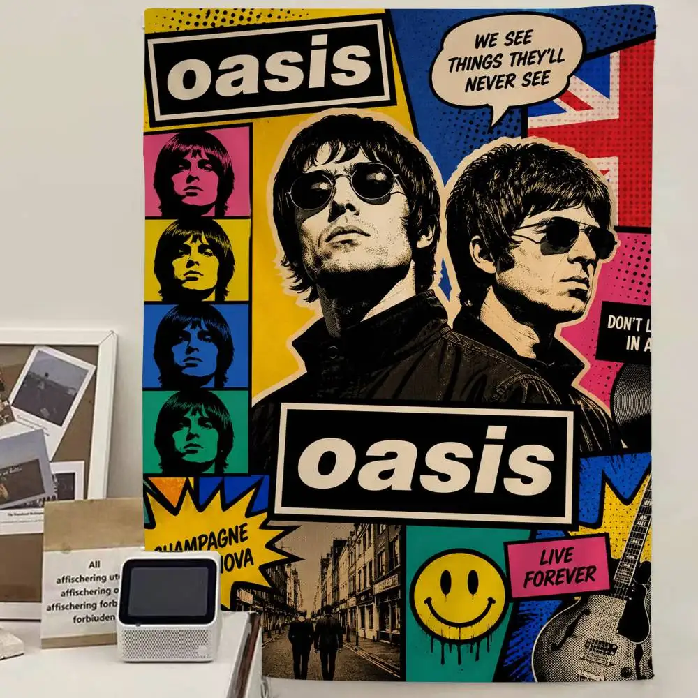 Band O-Oasis Classics Tapestry Art Printing Japanese Wall Tapestry Anime Wall Hanging Home Decor