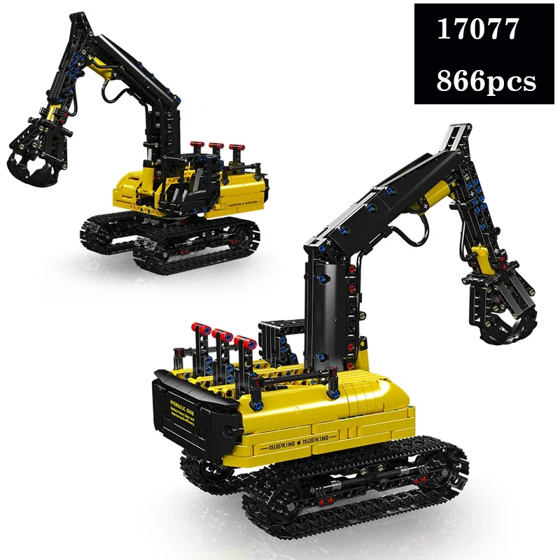 

17077 Гидравлический деревянный погрузчик, модель строительных блоков, серия Famer, 866 шт., сборочная головоломка, пневматические грейферы, гусеничные автомобили, кирпичи, игрушки