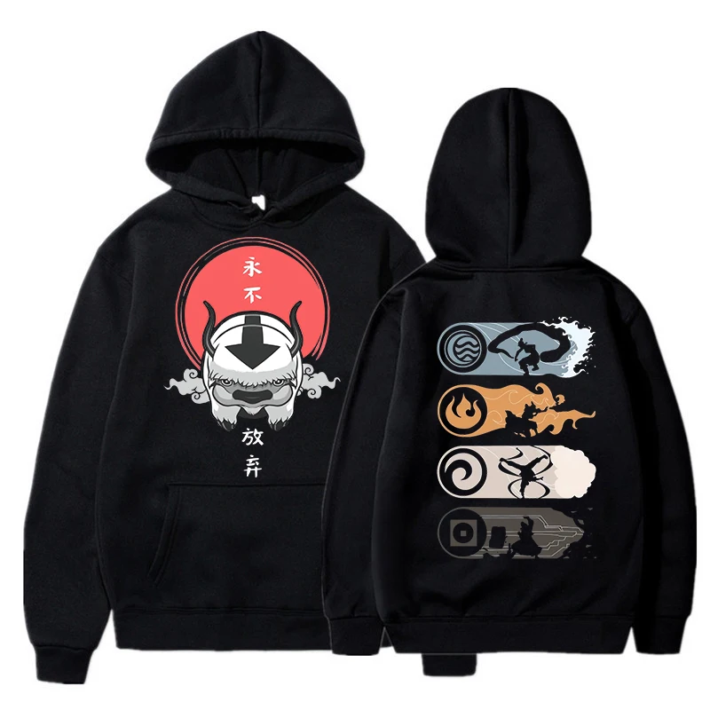 Hoodies de manga comprida unissex, Avatar The Last Airbender, Harajuku Print, moletom casual, moda capuz Streetwear, Appa Yip