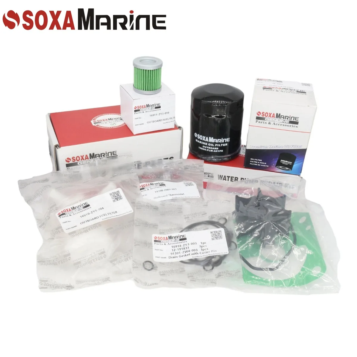 Maintenance Kit For Honda 80 100 HP BF80A BF100A Marine Outboard Water Pump Repair with Thermostat Fuel Filter Oil Filter Pin