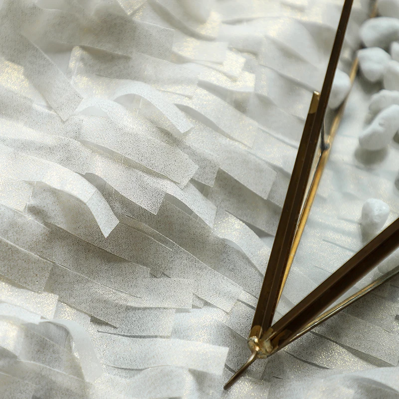 Original Handmade High-end Fabric  Three-dimensional Stripes  Feathers  Tassels  Stage Fashion Designer  Creative Fabric