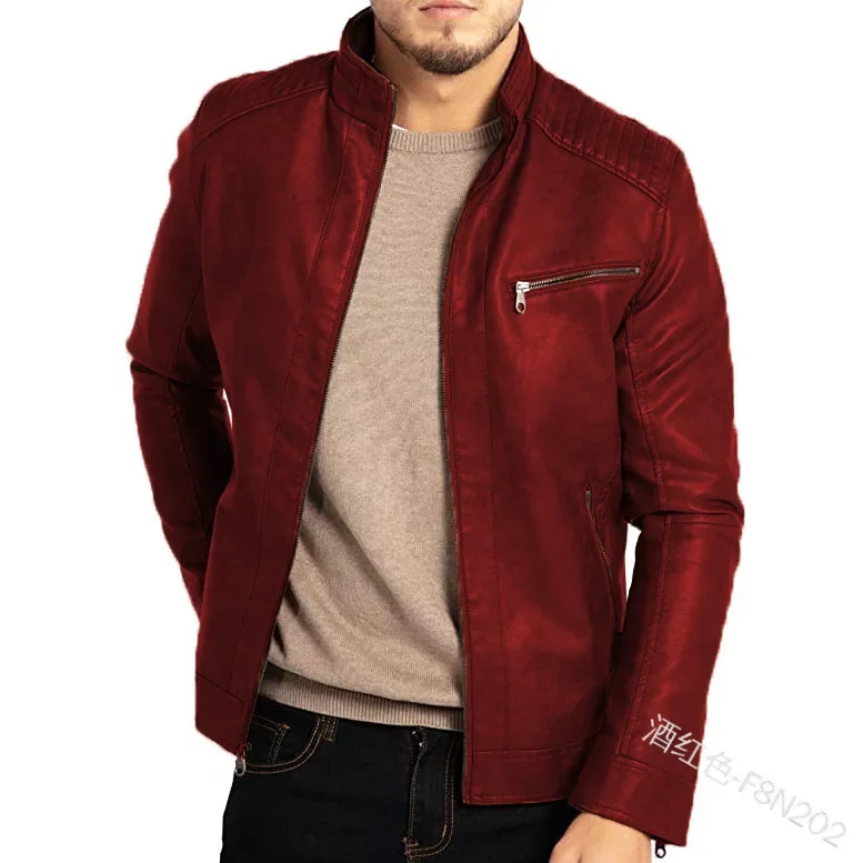 Leather Jacket Streetwear Casual Blazer Jackets Men Leather Suit Jacket Slim Blazer Pu Coat Fashion Male Outerwear Zipper Coat - Image 4