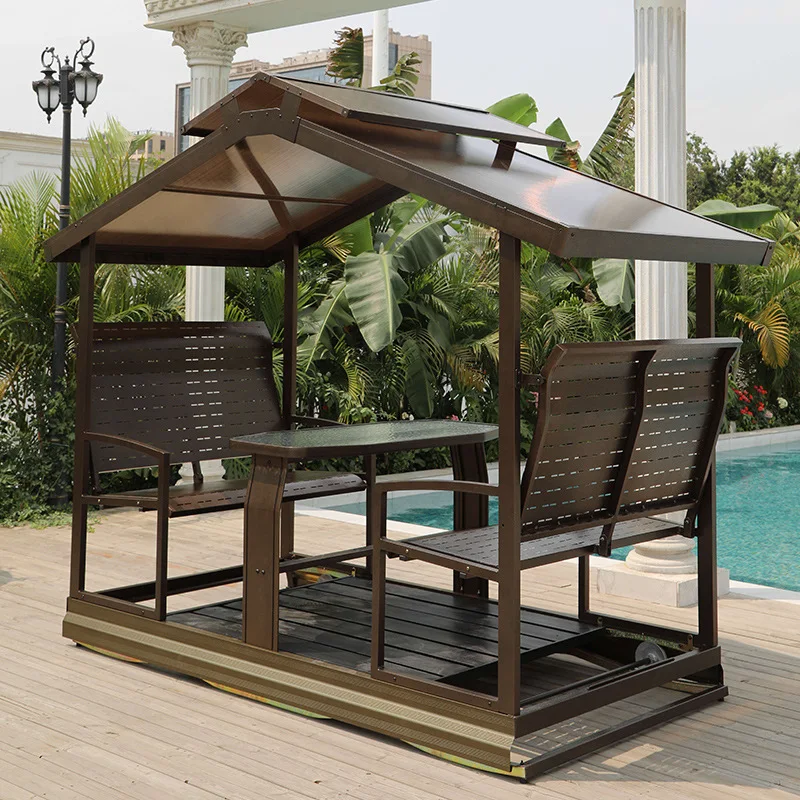 Outdoor swing rocking chair balcony aluminum alloy outdoor hanging chair villa garden four power rocking chair courtyard swing