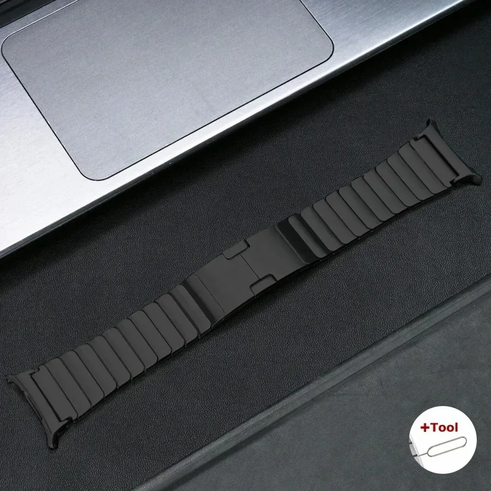 

For Samsung Galaxy Watch Ultra 47mm / Ultra (2025) 47mm Watch Band Stainless Steel 1-Bead Wrist Band - Black