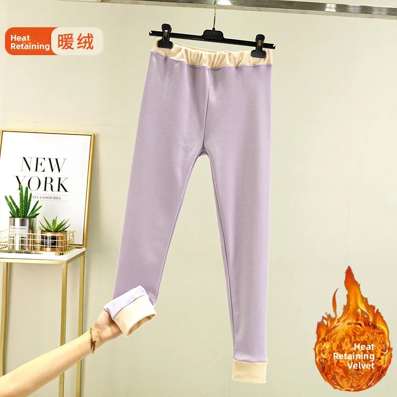 Thiened Fce الخريف السراويل عالية الخصر الجوارب الدافئة المرأة ملابس داخلية ضيقة تناسب السراويل الطويلة توليد الحرارة قاعدة طبقة كوتو...