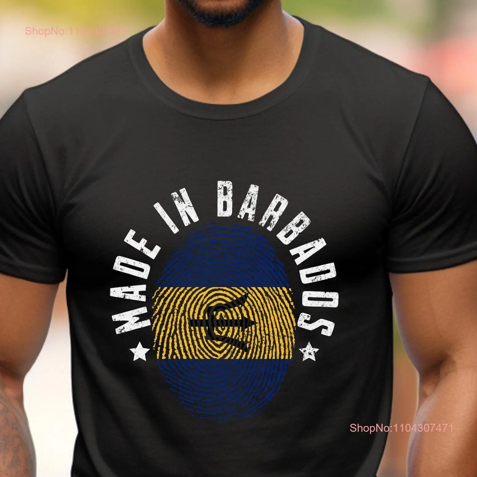 Made in Barbados Flag Fingerprint T shirt gift souvenir love long or short sleeves