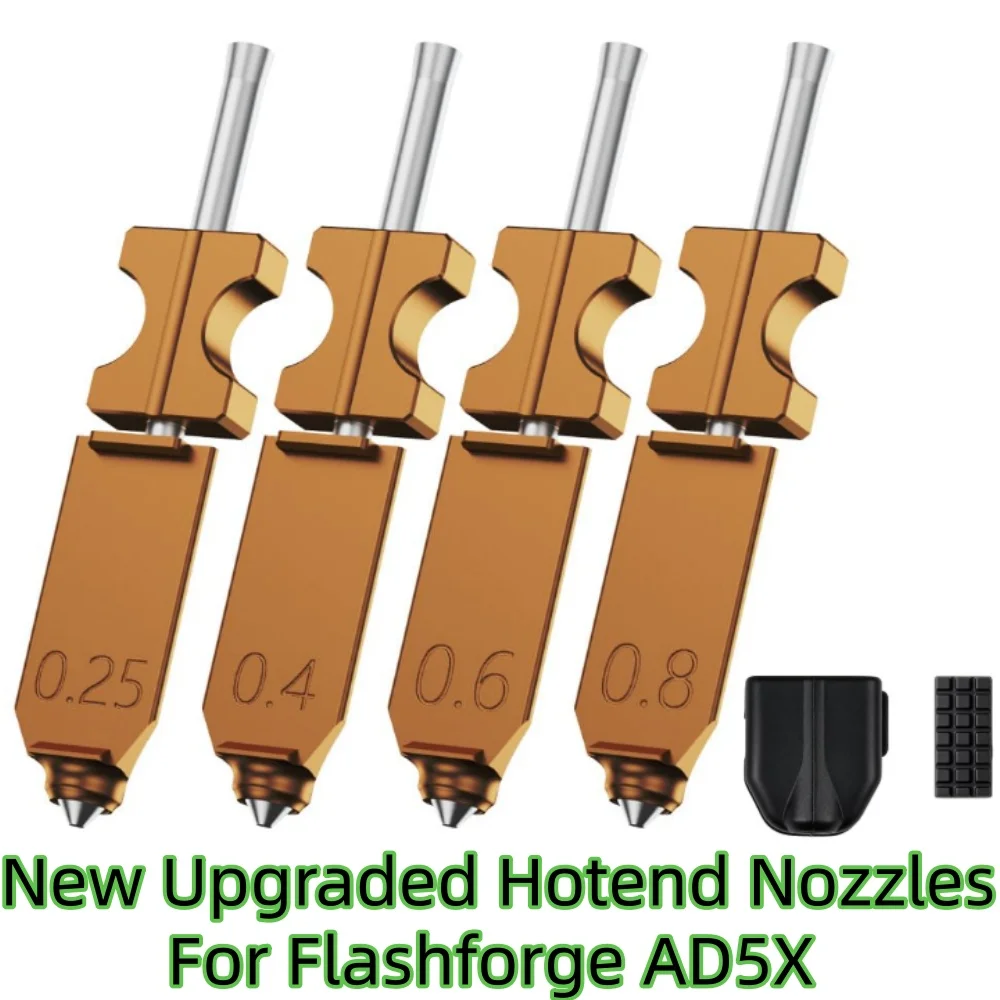 For Flashforge AD5X New Upgraded Stainless Steel Hotend Nozzles 0.25/0.4/0.6/0.8mm 3D Printer Parts