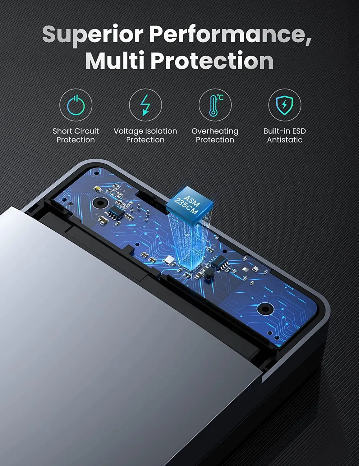 UGREEN Custodia per disco rigido esterno SATA da 3,5 pollici per HDD SSD SATA da 2,5 pollici Custodia in alluminio USB C 3.1 Gen 2 ad alta velocità da 6 Gbps