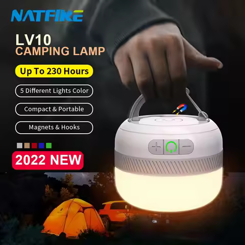 Lv10 lanterna de acampamento led ao ar livre 230 horas recarregável lanterna de acampamento com luminária magnética portátil luz de emergência
