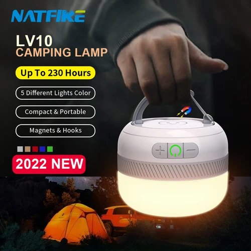 Linterna LED para acampar al aire libre LV10, linterna de Camping recargable de 230 horas con accesorio de iluminación magnético, luz de emergencia portátil