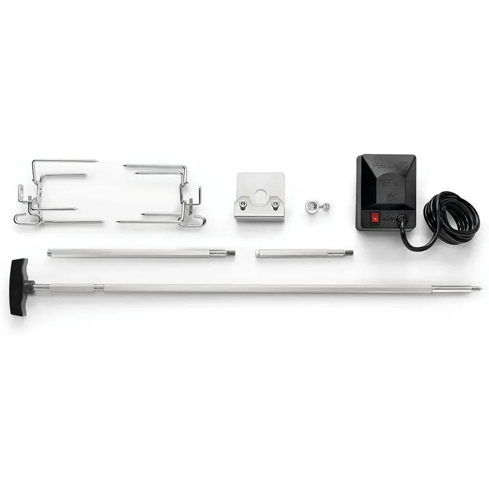

Heavy Duty Rotisserie Kit - its Grills, 40.5-in + 6-in extension, Holds Up To 15 lbs, Hexagonal StainlSteel Spit Rod, 2 orks