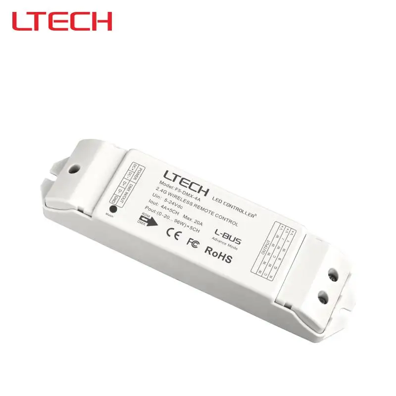 2-in-1 Constant-Voltage RF 2.4GHz + DMX/RDM Wireless Receiver, 5-24 V DC, Remote Control and Gateway Control