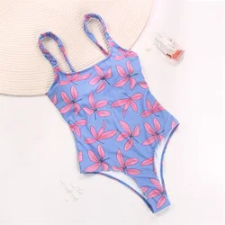 Miyouj 2024 New Swimsuit Floral Printed Swimwear Bandage One Piece Suits Women Bathsuits High Cut Bodysuit Hollow Out Beachwear