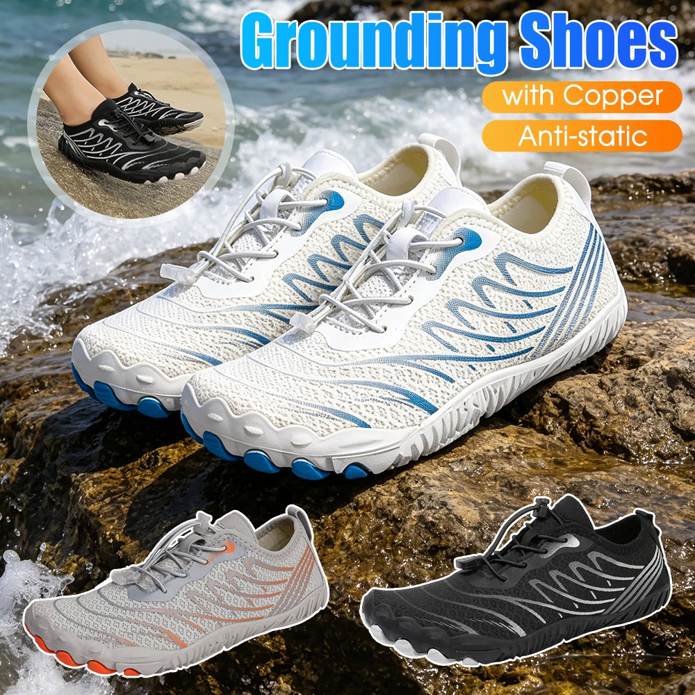 Grounding Shoes with Copper Grounded Footwear Quick-Dry Unisex Water Shoes Flexible Lightweight Barefoot Shoes for Water Sports